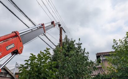 兵庫県姫路市花田町｜袖看板と支柱撤去